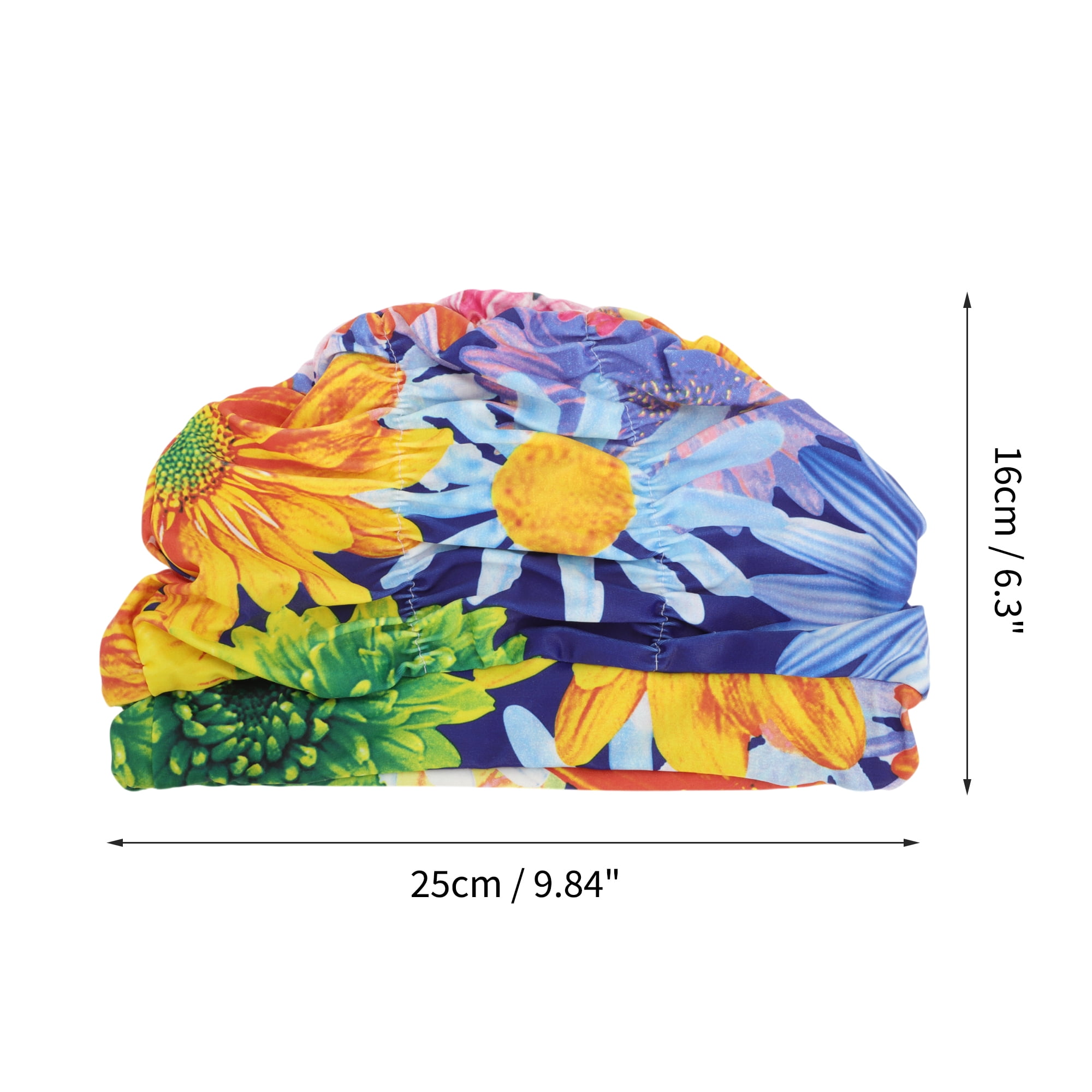 Unique Bargains 1Pc Breathable Pleated Style Swimming Cap Blue Green