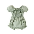 thumbnail image 2 of YWDJ Baby Outfits Newborn Baby Girls Summer Cute Sweet Jumpsuit Solid Color Princess Puff Sleeve Jumpsuit Green 3-6 Months, 2 of 9