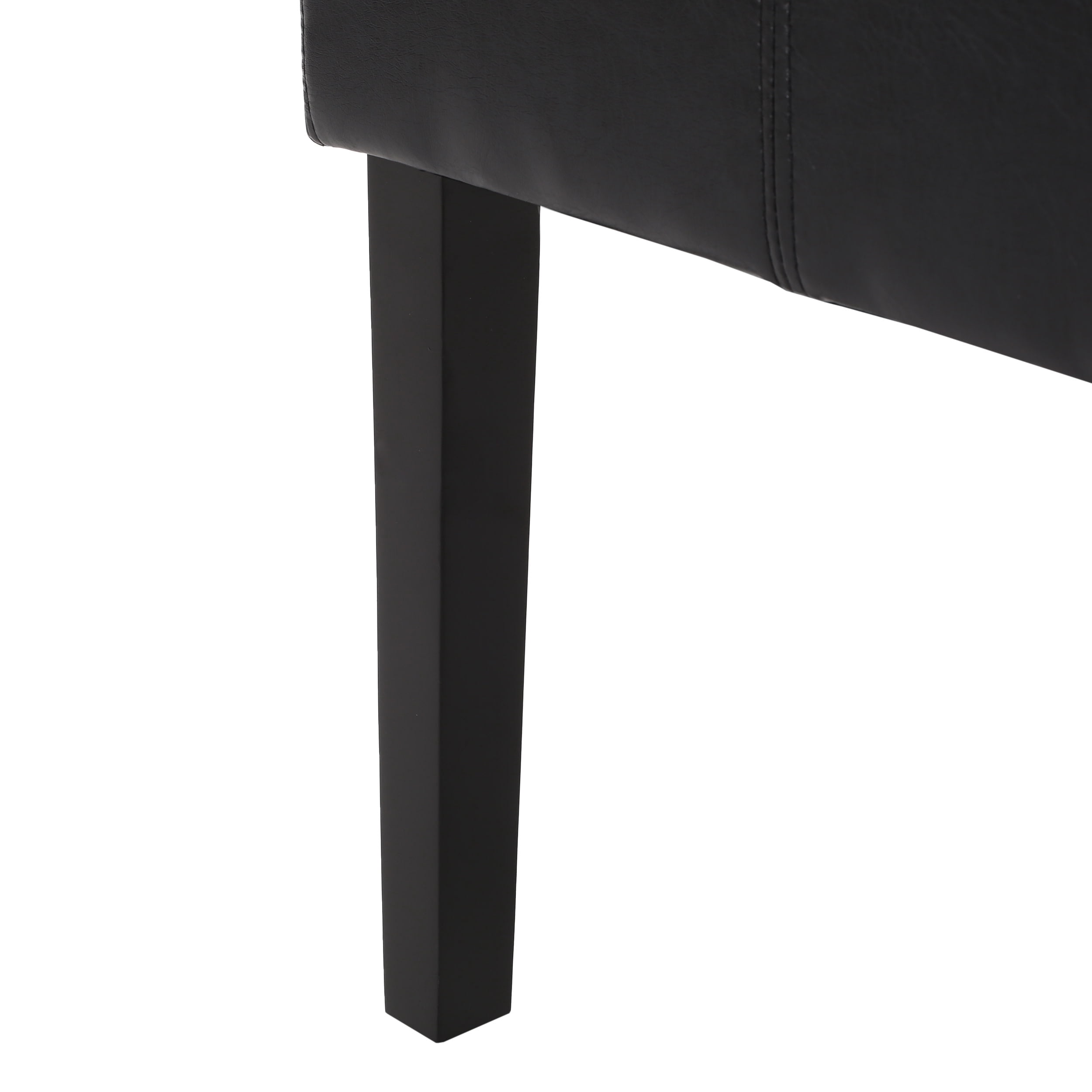 Noble House Braydon Faux Leather Upholstered T-Stitch Dining Chairs, Set of 2, Midnight Black and Espresso