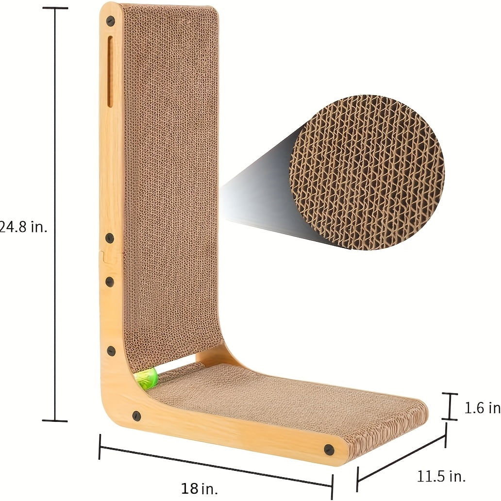 Durable L-Shaped Cat Scratcher Post with Ball Toy | Multi-Level Vertical Design, Scratching Pads for Indoor Cats | Promotes Claw Health & Mental Stimulation