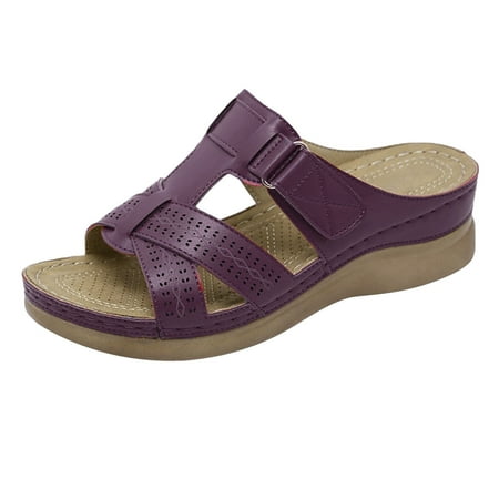 

Inkach Womens Multi-Color Embroidered Sandals with Wedge Fish Mouth Platform Shoes