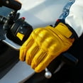 thumbnail image 2 of Motorcycle Riding Winter Waterproof Gloves Leather Gloves Thermal Warm Inner Touch Screen Motorbike Bike Gloves for Men (Yellow,M), 2 of 7