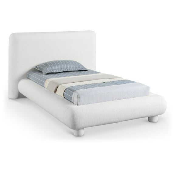Meridina Furniture Blair Cream Fabric Upholstered Twin Bed