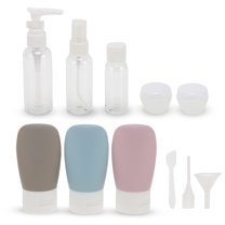 Unique Bargains 1 Set Travel Container Set Portable PE Travel Bottles Set White Purple Blue Gray