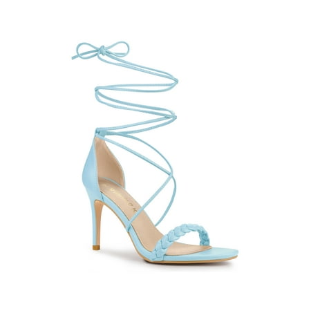 

Allegra K Women s Woven Strap Lace Up Strappy Stiletto Heels Sandals