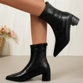 thumbnail image 6 of Heisall Women's Boots Back Zipper Pointed Toe Chunky Heel Mid Heel Ankle Boots Fashion Casual, 6 of 8