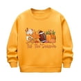 thumbnail image 1 of Aocisk Chandail à Capuchon pour Filles Automne Hiver avec Imprimé Citrouille Manches Longues Col Rond Décontracté Chaud Chandail Jaune 3-4 Ans, 1 of 3
