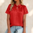 thumbnail image 2 of vigerkar Women's Dressy Business Casual Blouses Short Sleeve Tops Summer Outfits Pleated Work Shirts (Red, S), 2 of 7
