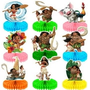 Moana Birthday Honeycomb Centerpiece Party Decorations Colorful Table Dcor for Kids and Adults, Baby Shower, Wedding, Holiday Celebration, 9-Piece Set