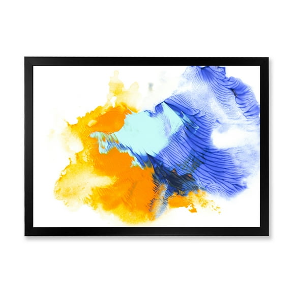 Designart 'Abstract Orange and Blue Clouds' Modern Framed Art Print