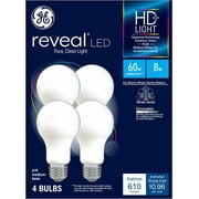 GE Reveal LED Light Bulbs, 60 Watt Eqv, A19 General Purpose, 4pk