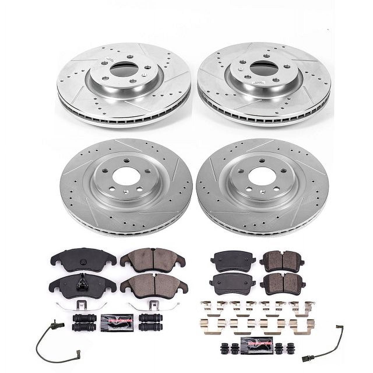 PowerStop Front and Rear Z23 Evolution Sport Carbon-Fiber Ceramic Brake Pad and Drilled & Slotted Rotor Kit Fits: AUDI Select Models K8883