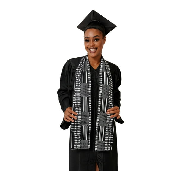Black Kente African Print Graduation Stole/Sash