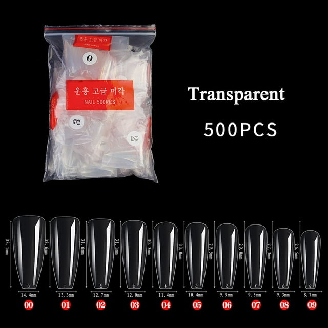 500PCS Long False Nails French Press on Nail Soft Gel Full Cover Nail Tips