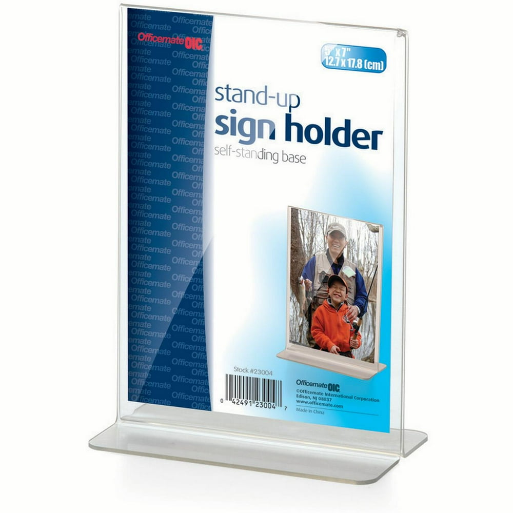 Officemate OIC Upright Vertical Sign Holder, 5 x 7 Inches, Clear (23004