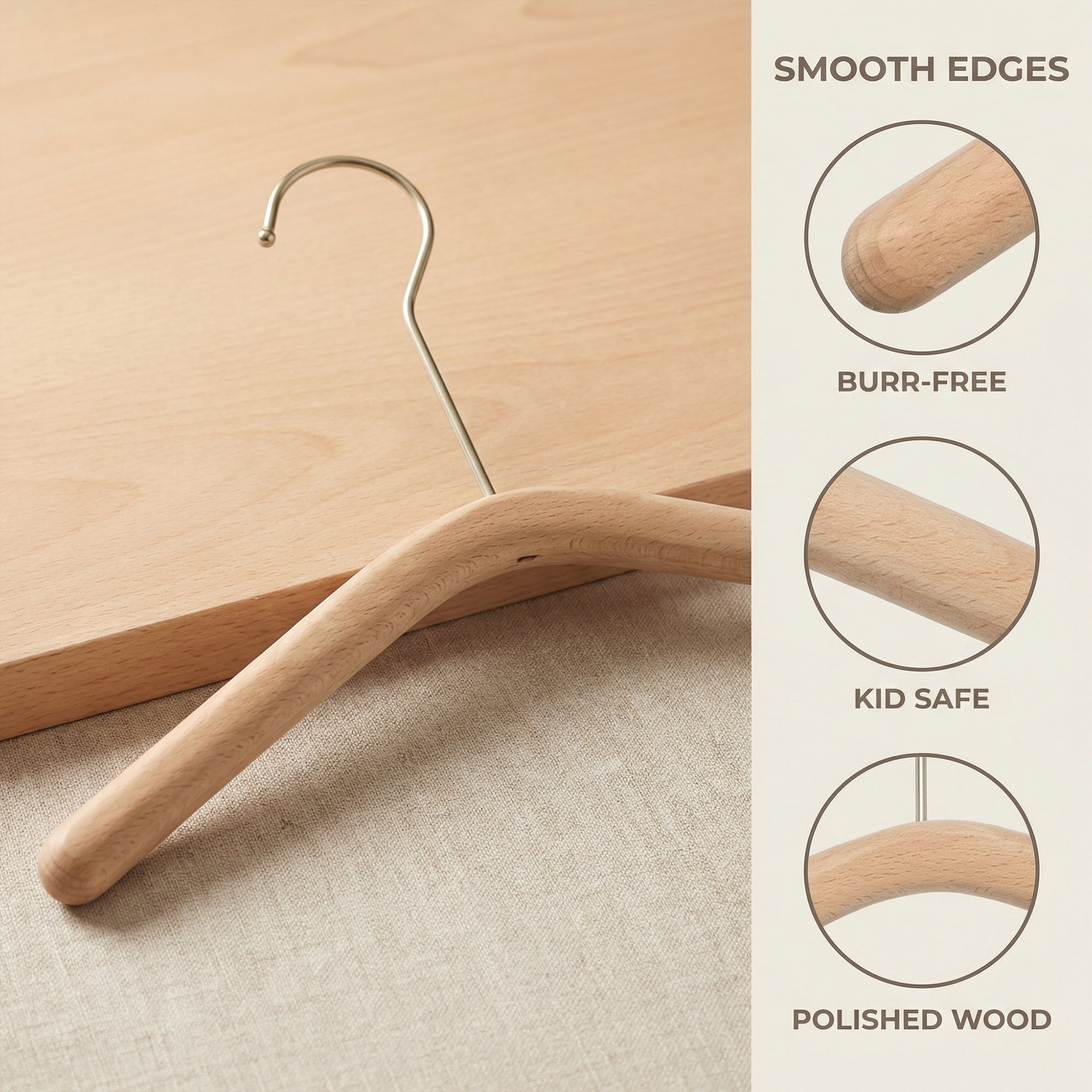 Unique Bargains 2Pcs Wood Nonslip Space Saving Hangers Silver