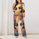 thumbnail image 2 of Balery Colorful Wave Dragon Head Conjunto de Pijama con Estampado para Mujer, Conjunto de Dos Piezas con Manga Larga, Ropa de Dormir Suave con Bolsillos, Pijamas Cómodos-Large, 2 of 7