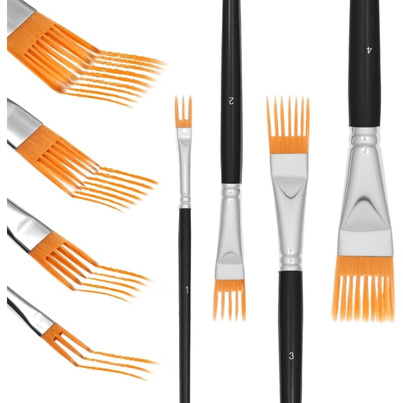 4PCS Grainer Brush Set for Texture, Professional Flat Comb Artist Paint Brushes for Acrylic Painting, Watercolor and Oil, Art Paint Brushes for Artists & Beginners