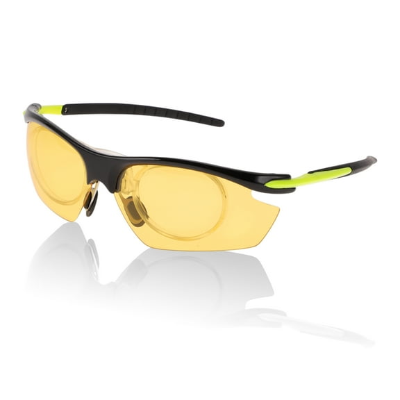 Unique Bargains 1 Pc Motorcycle Riding Goggles Anti-glare Tri-acetel Cellulose PC UV400 Cycling Sunglasses Yellow Lens Black Yellow Frame