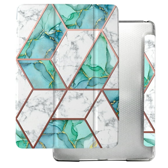 DuraSafe Cases iPad Mini 6th Gen 2021 8.3 Inch [ Mini 6 ] MK893LL/A MLX43LL/A MK8E3LL/A MK8C3LL/A Shock Proof Magnetic Dual Angle Stand with Honeycomb Pattern Printed Cover - Marble Green