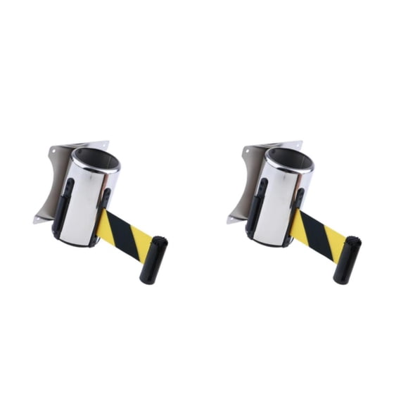 Matsuzay Stanchion Queue Barrier Wall Mount Crowd Retractable Control eter Ribbon Amarillo negro 4m 2Conjunto