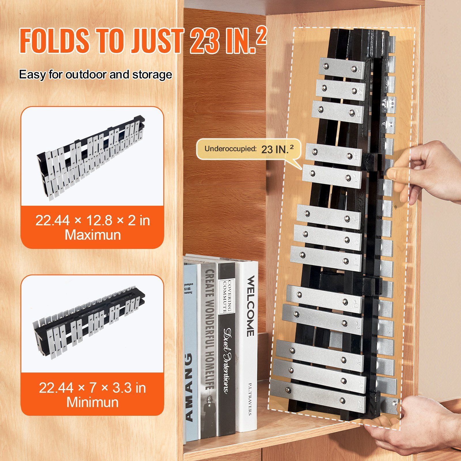 Complete 32 Note Glockenspiel Xylophone Bell Kit with Mallets, Drum Sticks, Carry Bag, Durable Percussion Instrument Set for School Bands and Performances
