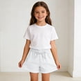 thumbnail image 4 of ITSAME Shorts for Girls, Lightweight Elastic Waist Loose Fit Summer Casual Home Clothes Shorts White Size 2, 4 of 7