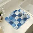 thumbnail image 4 of Yayeee Dish Drying Mat for Kitchen Counter 16" x 18" Microfiber Super Absorbent Coffee Decorative Pad, Blue and Gray Plaid Pattern, 4 of 9