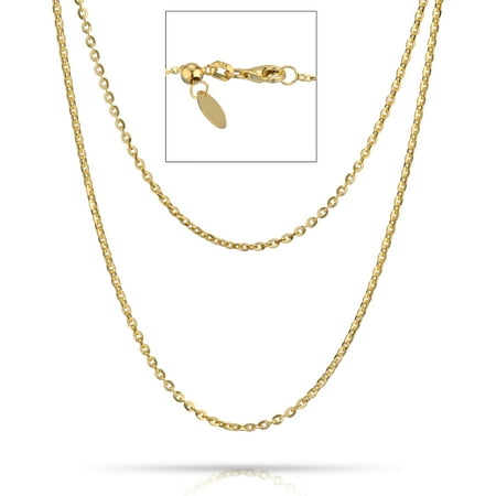 Pori Jewelers Italian 14K Solid Gold Diamond-Cut Anchor Chain Adjustable Necklace