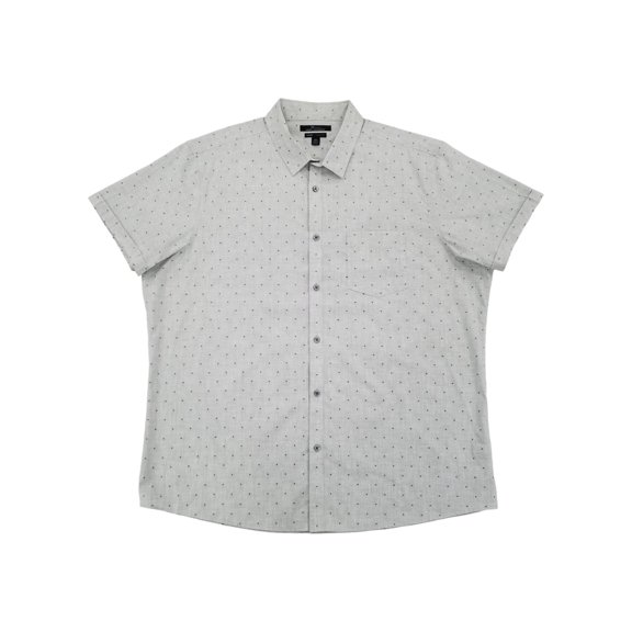 Marc Anthony Mens Gray X Print Slim Fit Short Sleeve Button-Down Shirt XXL