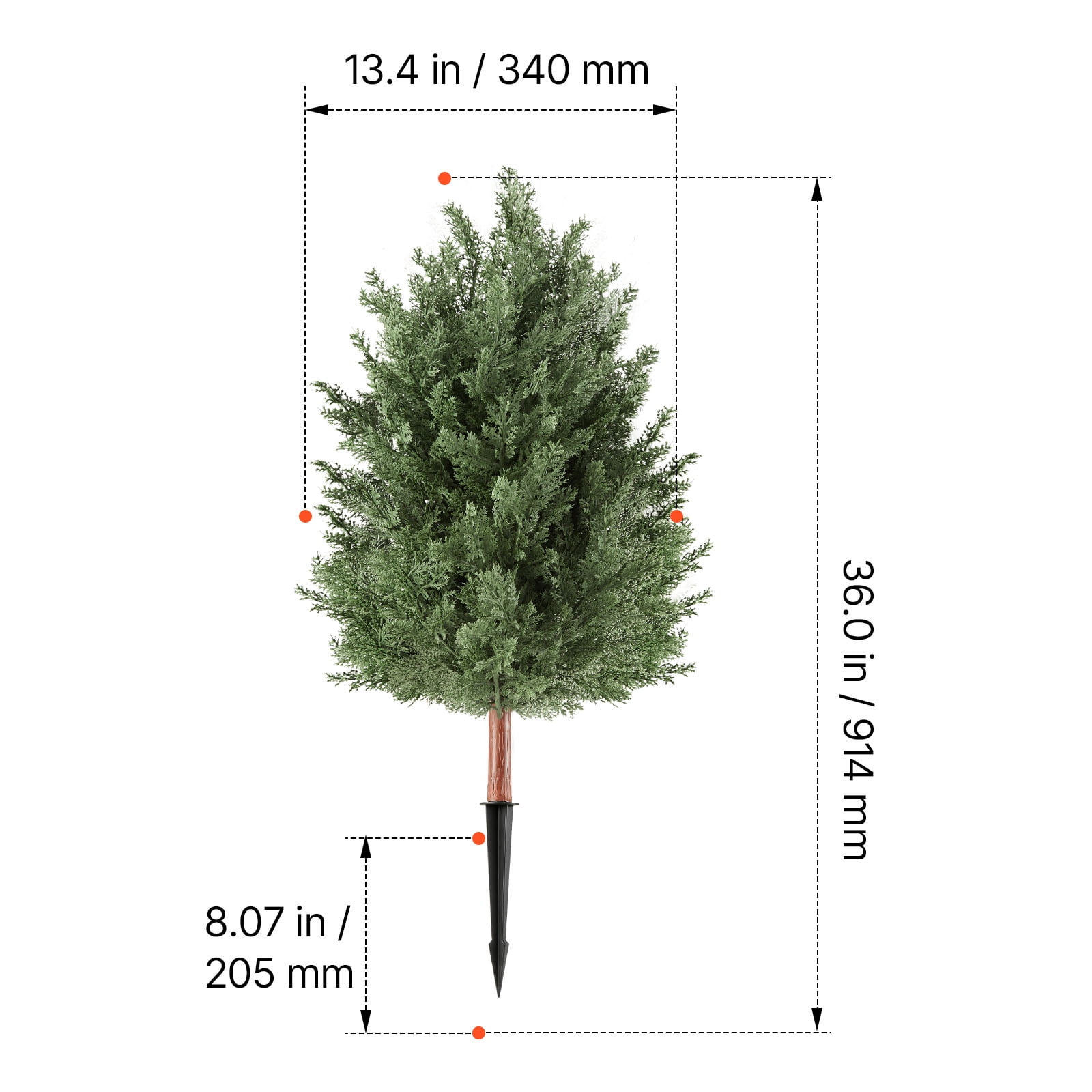 KFFKFF Artificial Topiary Cedar Bush 3 Ft Set of 2 Greenery Faux Shrubs, PE Decorative Trees with Ground Spikes, Indoor & Outdoor Green Plants for Entryway, Porch, Balcony, Patio, Garden