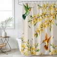 thumbnail image 6 of Spring Floral Shower Curtain Set - 72" x 78" Washable Bathtub Curtain with 12 Hooks, Watercolor Forsythia Flowers Hummingbirds Beige Waterproof Fabric Stall Shower Curtains for Bathroom/Bathtub, 6 of 6