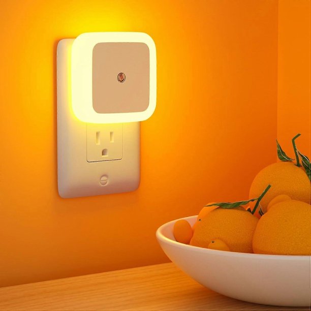 Luz de noche ámbar, luces de noche que se enchufan a la pared, paquete de 4, luz de noche enchufable, lámpara de noche del anochecer al amanecer, luz de noche LED para dormitorio infantil, B
