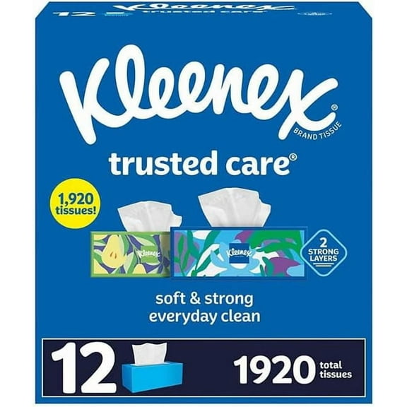 Facial Tissues, 2-Ply, 160 Tissues/Box, 12 Boxes