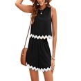 thumbnail image 2 of Women Round Neck Sleeveless Ric Rac Trim 2 Piece Shorts Set Black S, 2 of 10