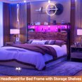 thumbnail image 5 of Aheaplus Headboard for Queen Size Bed with Storage, Headboards with LED Light, Power Outlets, USB Ports Twin Size Head Board, Wood headboard Only Sturdy and Stable Headboards, Modern, Rustic Brown, 5 of 7
