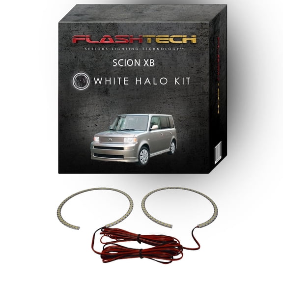 Flashtech White Angel Eye LED Headlight Halo Ring kit for 2004-2007 Scion xB Headlights