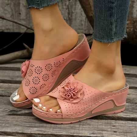 

YOUSNH Wedge Slide Sandals Platform Sandals Wedge Sandals for Women Comfortable Dressy Summer Sandals Pink 8.5(41)