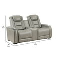 thumbnail image 5 of Benjara BM316096 73 in. Luxe Power Recliner Cushioned Gray Real Leather Console Loveseat, 5 of 6