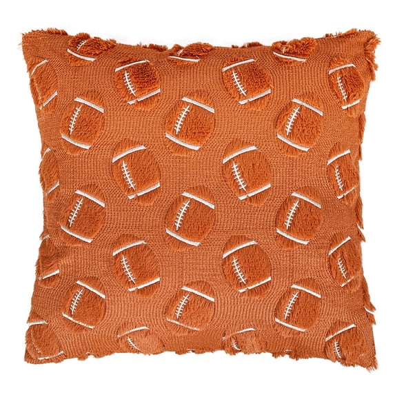 45x45cm Football Pattern Plush Pillow Cover, Soft Fabric Decorative Cushion Slipcover, Hidden Zipper Throw Pillow Case, Sports Print Sofa Accent Cover For Home Decor