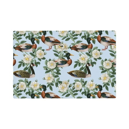 

Placemats Set of 4 Mallard Ducks And Roses Heat Resistant Non - Slip Place mats Waterproof table mat for Kitchen Dining-4片装
