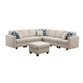 thumbnail image 4 of Seven Seat Reversible Fabric Sectional Sofa with Ottoman-Beige, 4 of 12