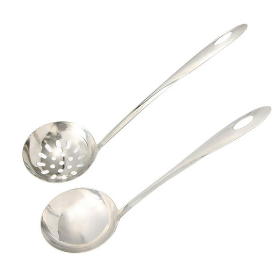 Uxcell 12.8" Stainless Steel Mesh Slotted Strainer Long Handle Chef Cooking Utensil Silver Tone 2 Pack