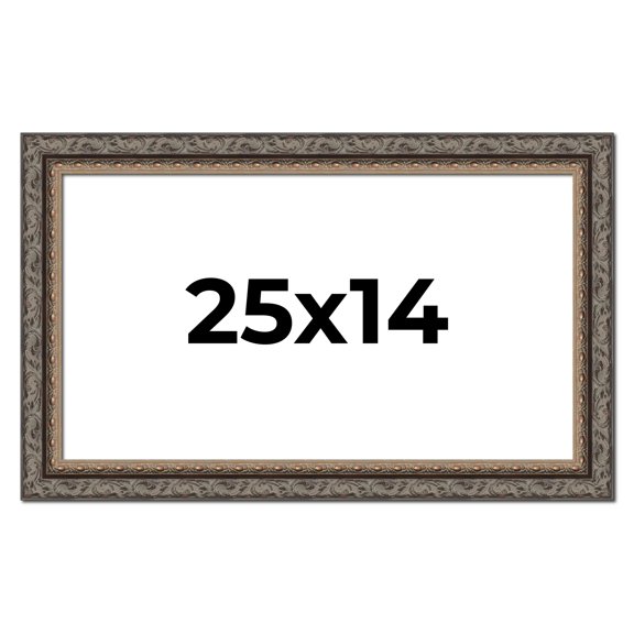 25x14 Frame Black Real Wood Picture Frame Width 2 inches | Interior Frame Depth 0.5 inches | Fitz
