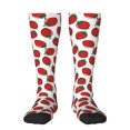thumbnail image 1 of JUNZAN Hand Drawn Strawberry Pattern Fun Novelty Knee Warmer High Socks, 1 of 6