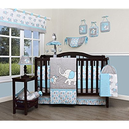 Geenny Boutique Baby 13 Piece Nursery Crib Bedding Set Blizzard Geenny Boutique Baby 13 Piece Nursery Crib Bedding Set Blizzard Blue Grey Elephant