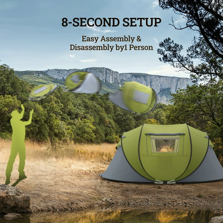 Qomotop 4 Person Instant Pop up Camping Tent with Carrying Bag
