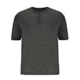 thumbnail image 2 of LYEAA Mens T Shirts Casual Short Sleeves Three Buttons Crew Neck Fitted Summer Pullover T-shirts Solid Soft Comfortable Breathable Men's Tops Gray 3XL, 2 of 5