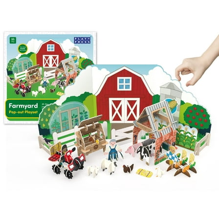 PLAYPRESS Farmyard Pop-out Build and Play Playset - One of the UK's Most Popular Farm Toys - In