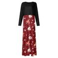 thumbnail image 4 of Christmas Dresses for Women Women's Fashion Casual Christmas Print Round Neck Long Sleeves Oversized Dress for Christmas Party,Wine,2XL, 4 of 5